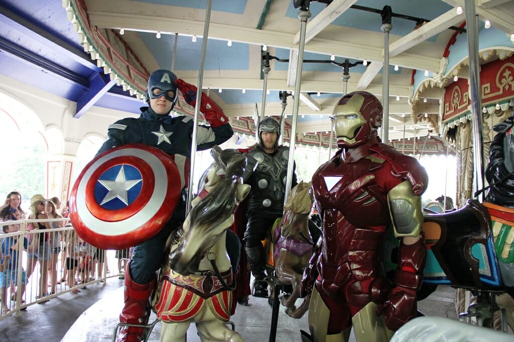 Captain America, Iron Man, and Thor, Arrive At Kings island!