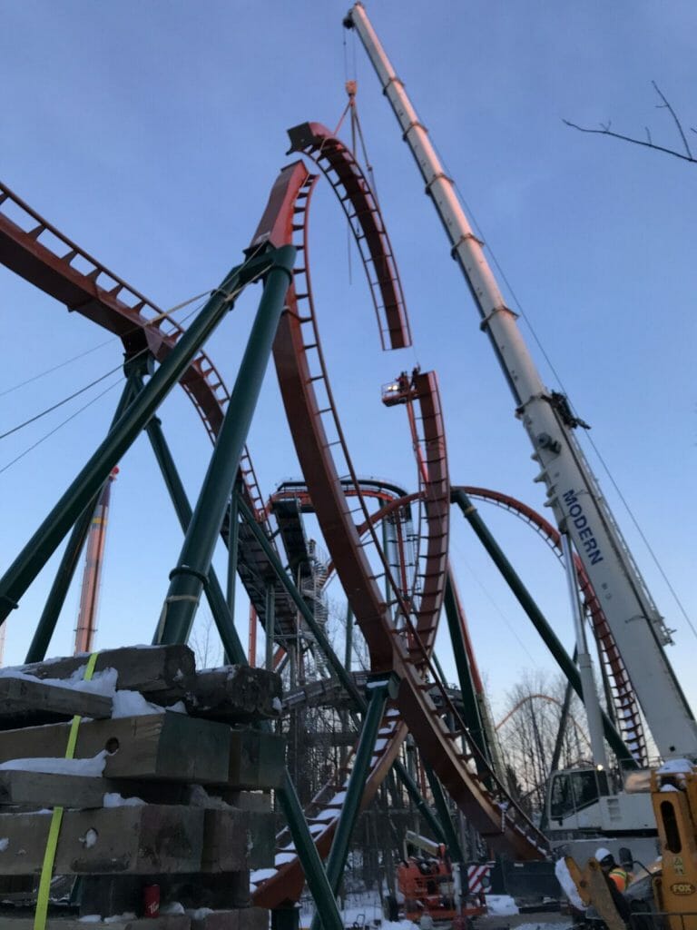 Canada’s Wonderland Installs Final Pieces Of Yukon Striker Dive Coaster