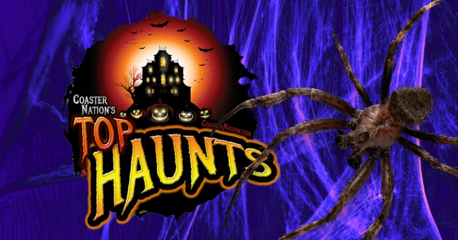 Coaster Nation Top Haunts logo with spider